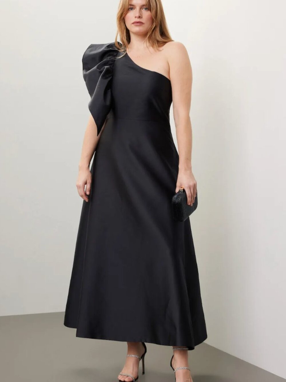 Dea Kudibal Flornette Maxi Dress in Black One Shoulder Ruffle Formal Gown Large